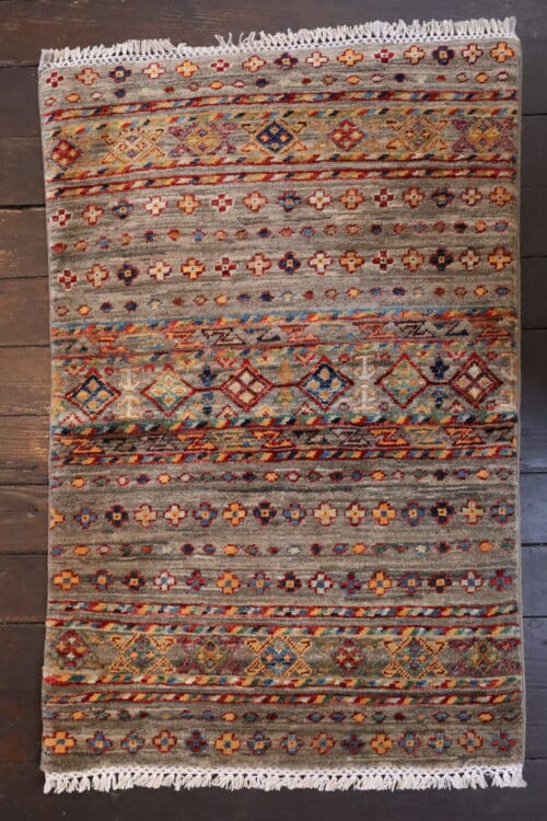 Hand-Knotted Gabbeh Style Wool Rug