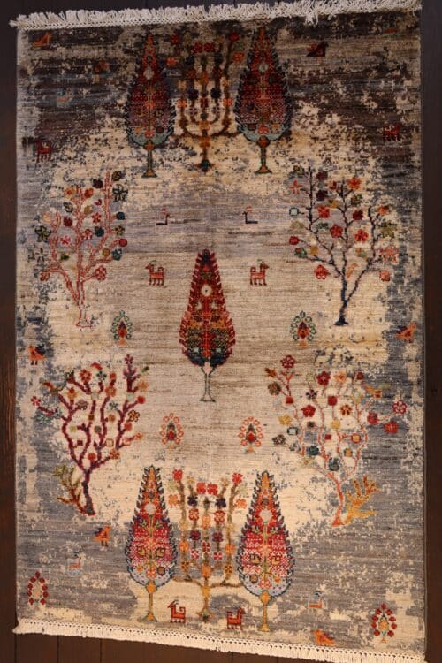 Hand-Knotted Gabbeh Tree of Life Rug – Afghan Wool